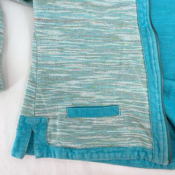Coldwater Creek Bright Blue Aqua Multi Space Dye Zip Cardigan Sweater Jacket M - Picture 8 of 14